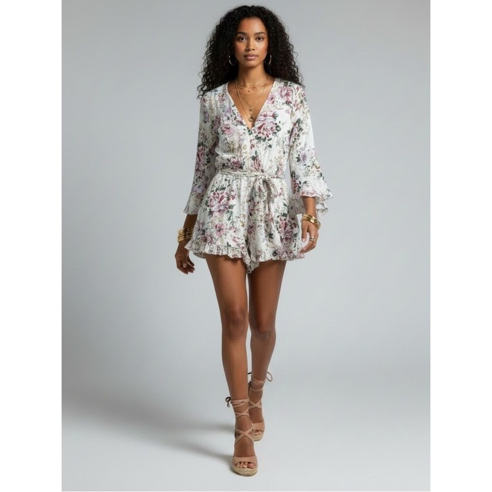 VICI Floral Long Sleeve Romper Medium